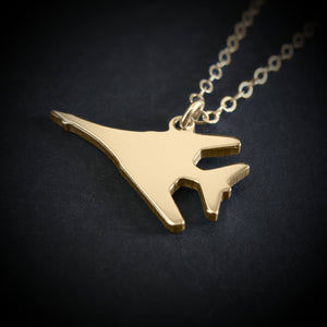 B-1 Lancer military bomber pendant necklace handmade in 14k gold – aviation jewelry for pilots and veterans