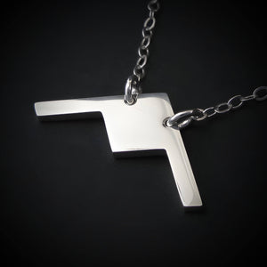 Polished sterling silver B-21 Raider stealth bomber airplane pendant on chain