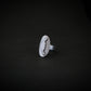 Hammered silver oval ring with a raised B-2 Bomber Military Aviation Jet silhouette on a black background