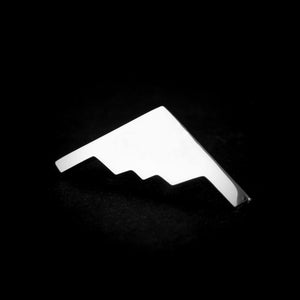 Sterling silver B‑2 bomber tie tack – handcrafted military aircraft lapel pin – perfect for pilots and stealth jet fans