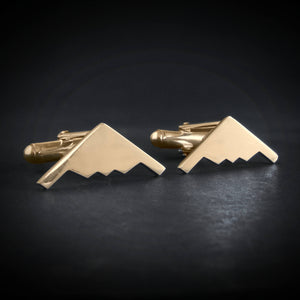 14k Gold B‑2 Spirit bomber jet airplane cuff links – handcrafted military aviation jewelry