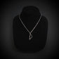 Sterling silver B‑2 Spirit bomber airplane outline pendant necklace on chain – handmade aviation jewelry displayed on bust