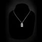 Sterling silver B‑2 Spirit bomber pendant necklace with “Junior” engraving displayed on necklace bust – handmade aviation jewelry