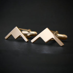 Polished gold B-21 Raider stealth bomber airplane cuff links for men’s aviation jewelry