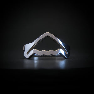 B-2 Spirit Bomber Jet Silver Ring Military Jewelry on a dark background