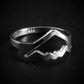Silver B-2 Bomber Military Jet ring with wavy design on a black background