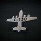 Engraved C-130 Hercules airplane tie pin –  antiqued sterling silver finish