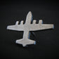 Antiqued sterling silver C-130 Hercules airplane silhouette tie tack – handcrafted military aviation jewelry