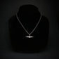 C-130 military aviation silhouette necklace on black bust display