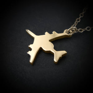 E-3 Sentry AWACS airplane pendant necklace handmade from 14k gold aviation jewelry
