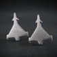 Aviation jewelry: Eurofighter Typhoon jet stud earrings handmade antiqued sterling silver on black background