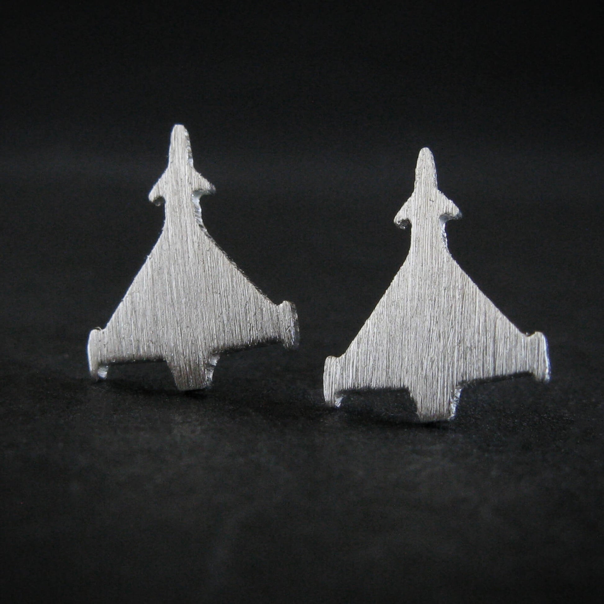 Military jet stud earrings – Eurofighter Typhoon in brushed sterling silver