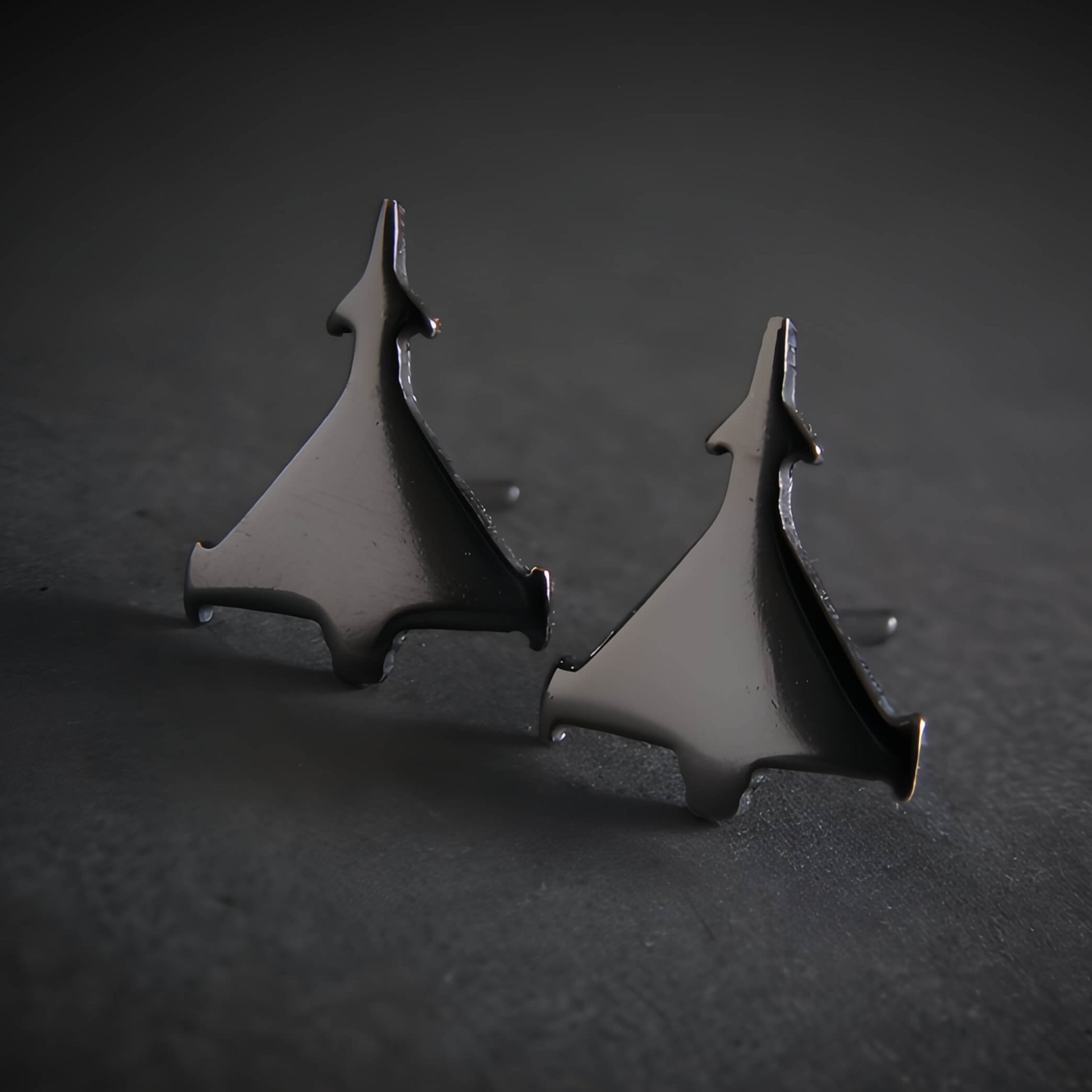 Eurofighter Typhoon jet stud earrings oxidized sterling
