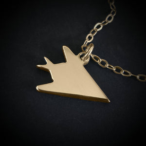F-117 Nighthawk stealth military jet pendant necklace handmade in 14k gold – aviation jewelry gift