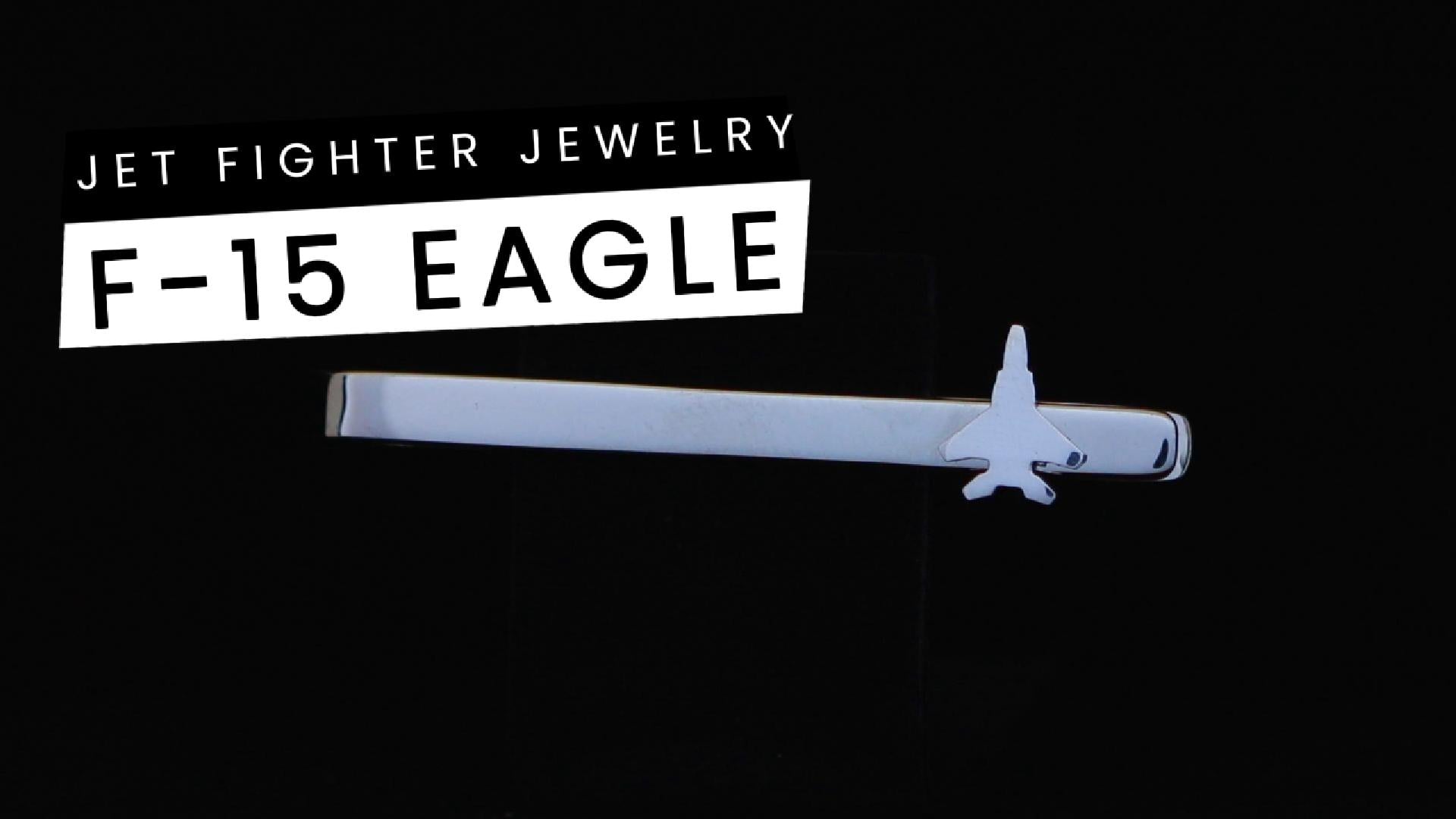 Load video: F 15 Military Jet Tie bar in sterling silver by Jet Fighter Jewelry
