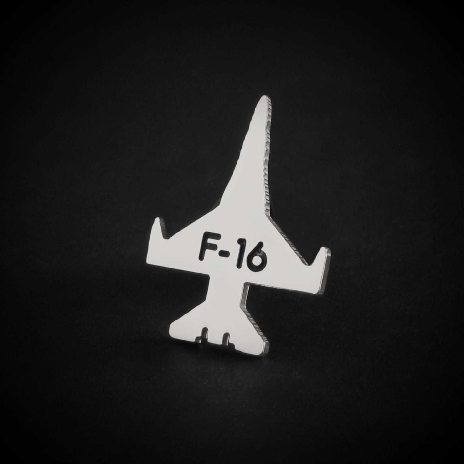 Sterling silver F-16 jet tie tack with custom engraving – USAF fighter pilot lapel pin – custom military jet jewelry for aviation fans