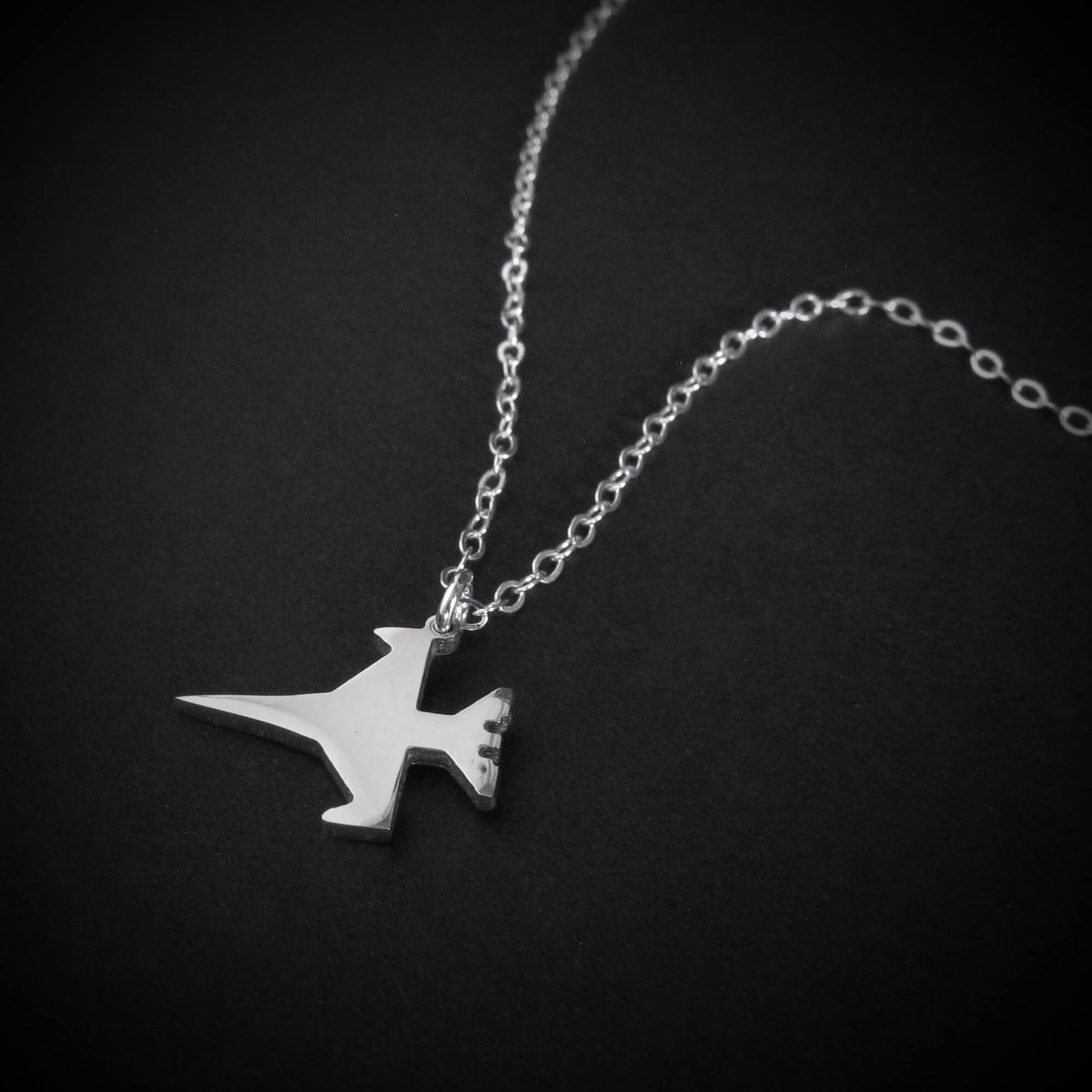 F-16 Viper jet pendant necklace in sterling silver – handmade military plane jewelry for aviation collectors and pilots