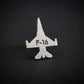 Silver F-16 military jet fighter airplane engraved tie pin on a black background