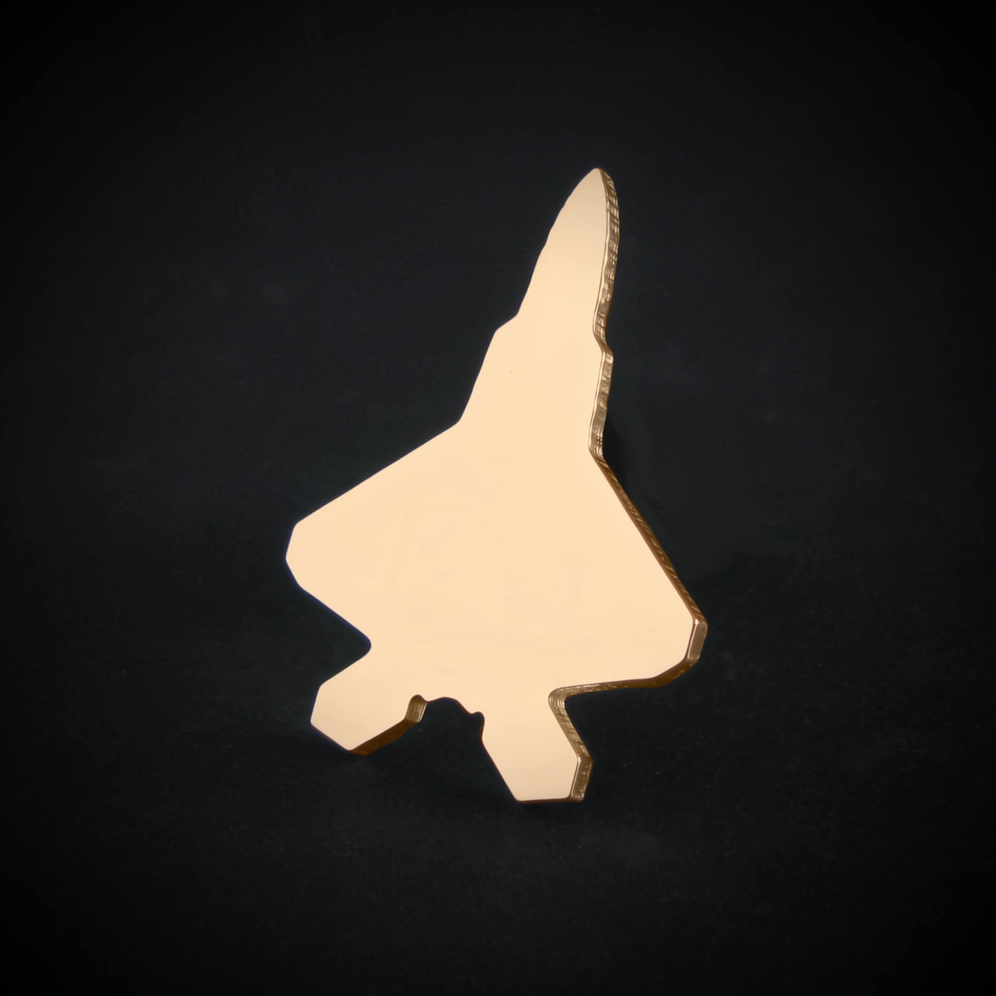14k gold F-22 Raptor jet tie tack – stealth fighter lapel pin – handmade aviation jewelry gift for pilots and veterans