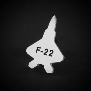 Engraved sterling silver F-22 Raptor tie tack – military fighter jet lapel pin – handmade pilot jewelry gift