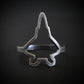 Antiqued sterling silver F‑22 Raptor fighter jet silhouette ring – handmade aviation jewelry