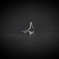 Sterling silver F‑22 Raptor fighter jet silhouette ring – handcrafted aviation jewelry on a dark background
