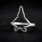 Satin sterling silver F‑22 Raptor military fighter jet silhouette ring – handmade aviation jewelry