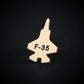 Engraved 14k gold F-35 tie tack – multirole stealth fighter lapel pin – handmade in the USA