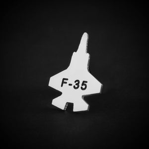 Engraved sterling silver F-35 tie tack – military pilot gift – handmade stealth fighter lapel pin