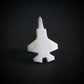 Sterling silver F-35 Lightning II tie pin on a black background
