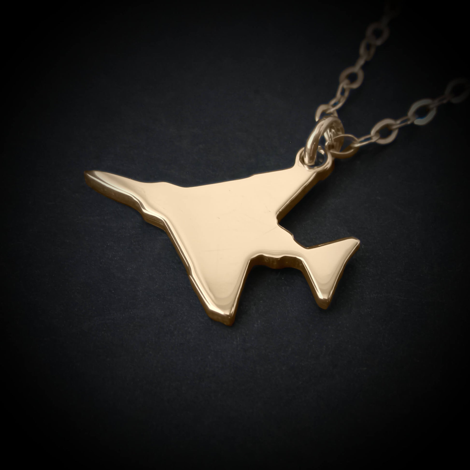 F-4 Phantom jet pendant necklace handmade from 14k gold, aviation jewelry