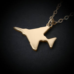 F-4 Phantom jet pendant necklace handmade from 14k gold, aviation jewelry
