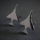 Oxidized Sterling Silver F-4 Phantom Military Jet airplane shaped earrings on a black background