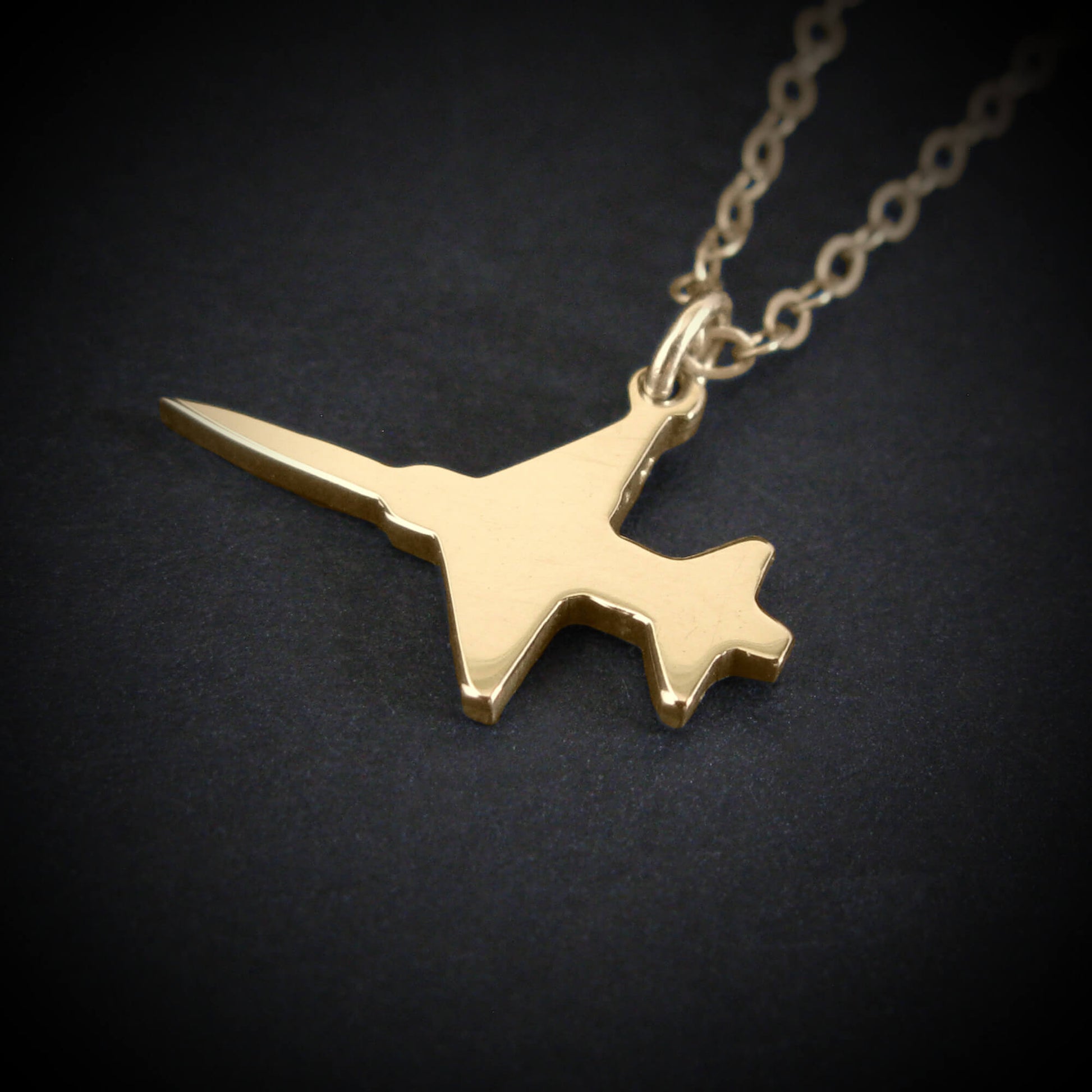 F-5 Freedom Fighter jet airplane pendant necklace handmade in 14k gold – aviation jewelry gift