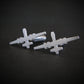 Pair of satin sterling silver MQ-9 Reaper cufflinks displayed on a matte black background
