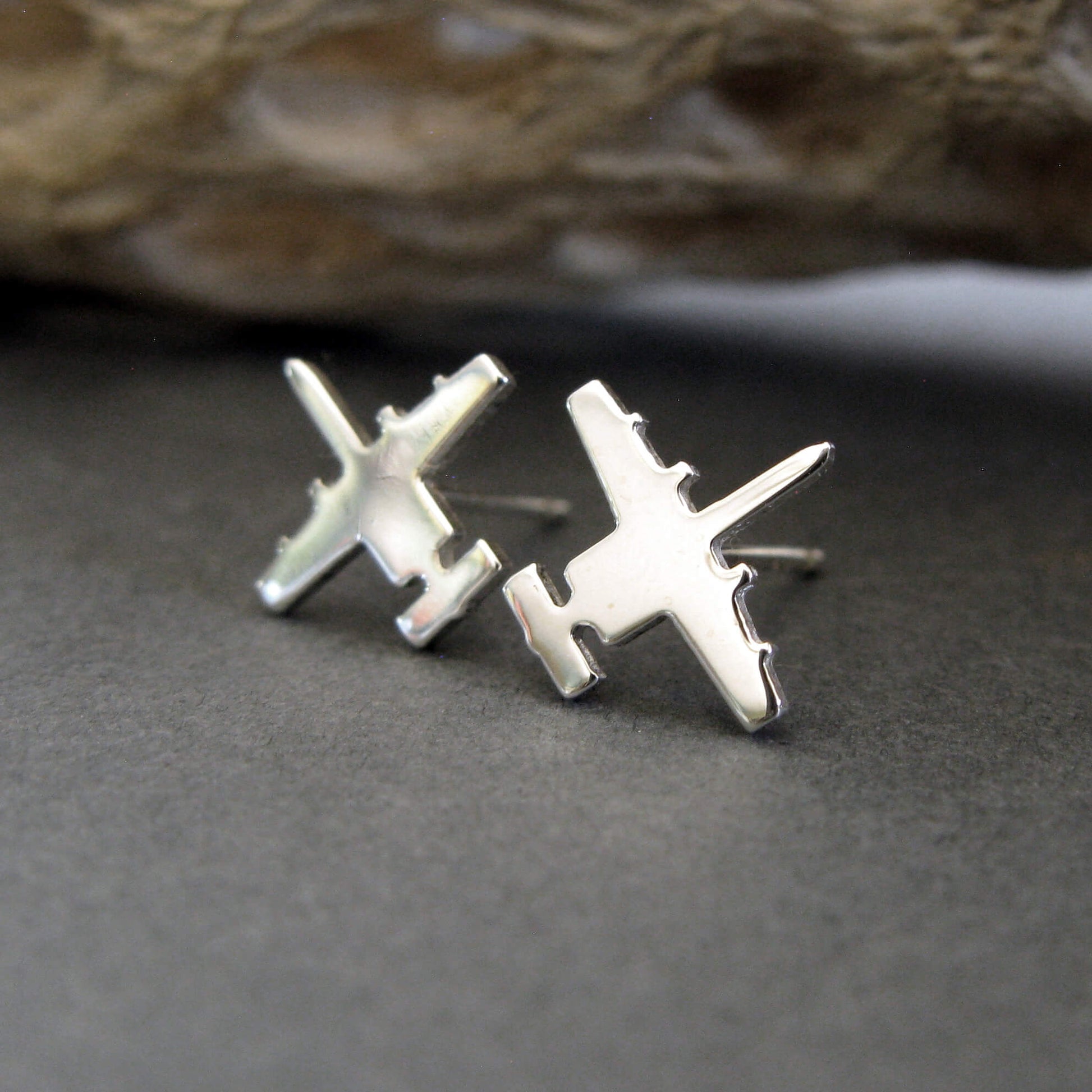 A-10 Warthog Stud Earrings - Jet Fighter Jewelry