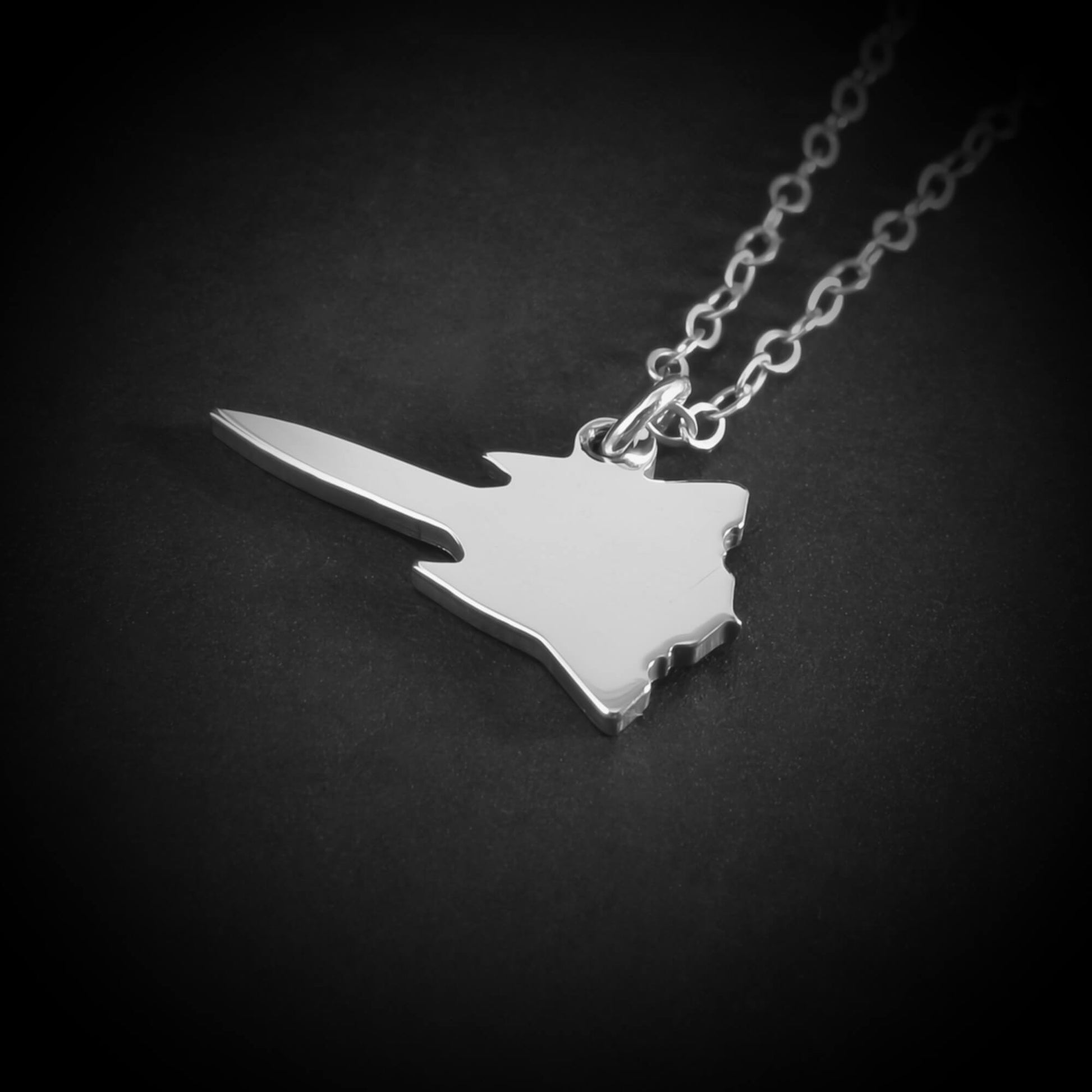 SR-71 Blackbird military spy airplane jet pendant necklace in sterling silver on chain, handmade aviation jewelry gift