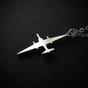Close-up aviation pendant of U-2 Dragon Lady spy plane in sterling silver