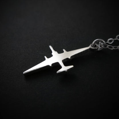 Close-up aviation pendant of U-2 Dragon Lady spy plane in sterling silver