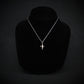 Sterling silver U-2 Dragon Lady spy plane pendant necklace on display bust by Jet Fighter Jewelry