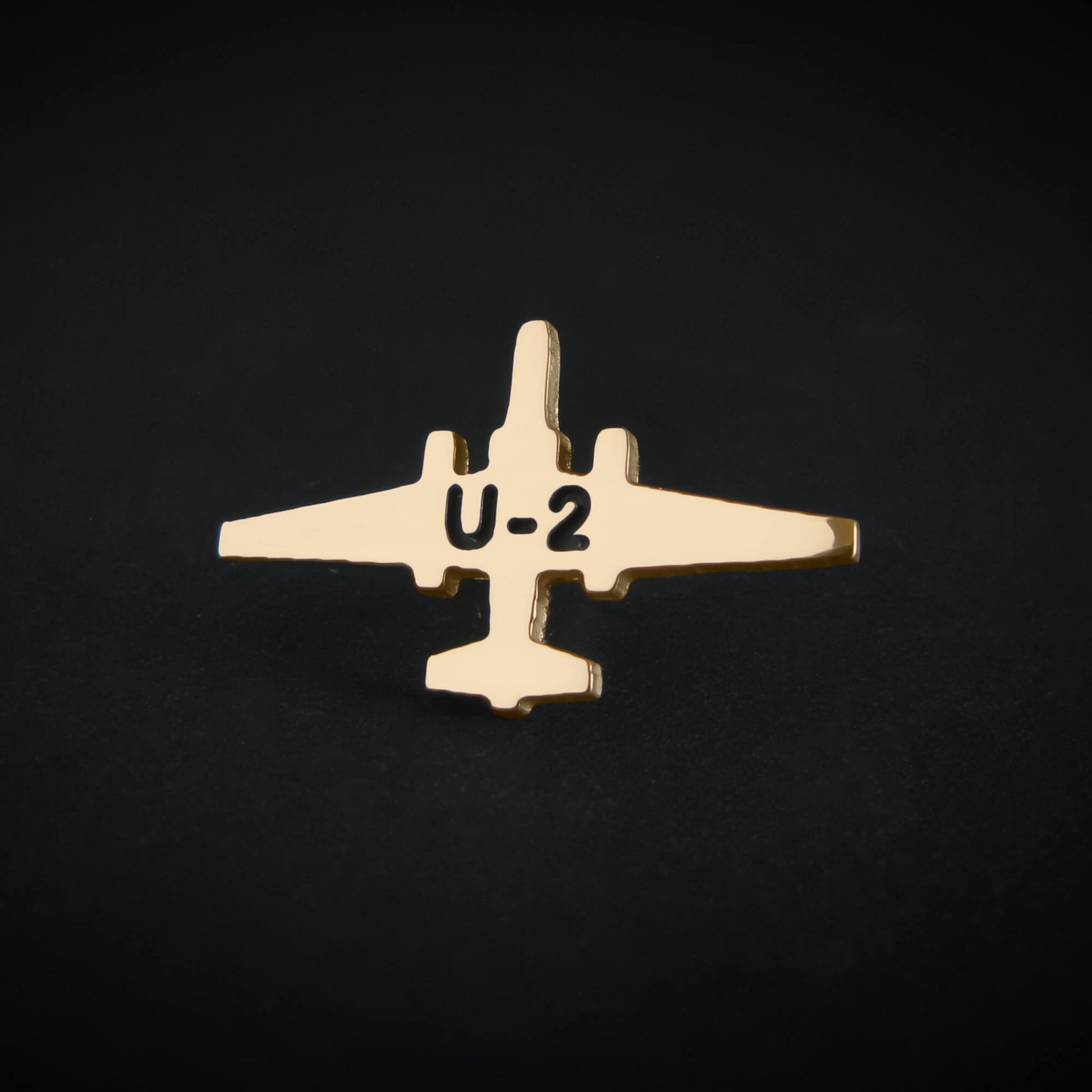 14k gold U-2 tie tack with engraved label – military spyplane lapel pin – handmade pilot jewelry gift