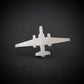 Silver U-2 Dragon Lady military jet airplane tie tack on a black background