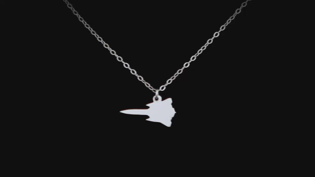 jet fighter jewelry's sterling silver SR-71 necklace video on a black background