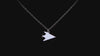 sterling silver F-117 silhouette necklace on a black background 