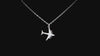 sterling silver C-17 jet necklace in a black background