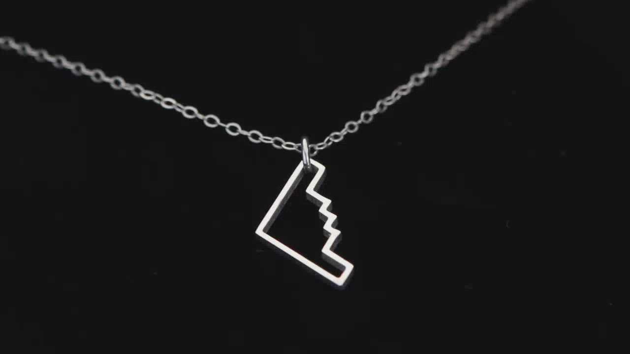 b-2 bomber silhouette outline necklace made from sterling silver 